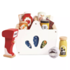 Product information "Groceries Set & Scanner" Spark hours of imaginative play with this beautifully designed wooden grocery playset. It includes a sturdy wooden basket filled with 12 solid wood grocery items and a playful barcode scanner, perfect for pretend shopping adventures. Each item is made from FSC™-certified wood and features charming, colorful illustrations to engage young minds. The set includes familiar favorites like butter, honey, cookies, cereal, ketchup, olive oil, spaghetti, chocolate, tea, a jar of sweet corn and carrots, and a can of tuna. Each piece is perfectly sized for small hands and encourages hands-on learning. Ideal for role play, counting, and building vocabulary, this set helps children develop fine motor skills, early math concepts, and social interaction through creative storytelling and play. A wonderful addition to any toy kitchen or play store setup! Specifications Suitable for ages 3 years+ Dimensions: Shopping Basket – W:19 x D:13.1 x H:15.3cm Made of FSC®-certified wood Decorated using water based, non-toxic paints
