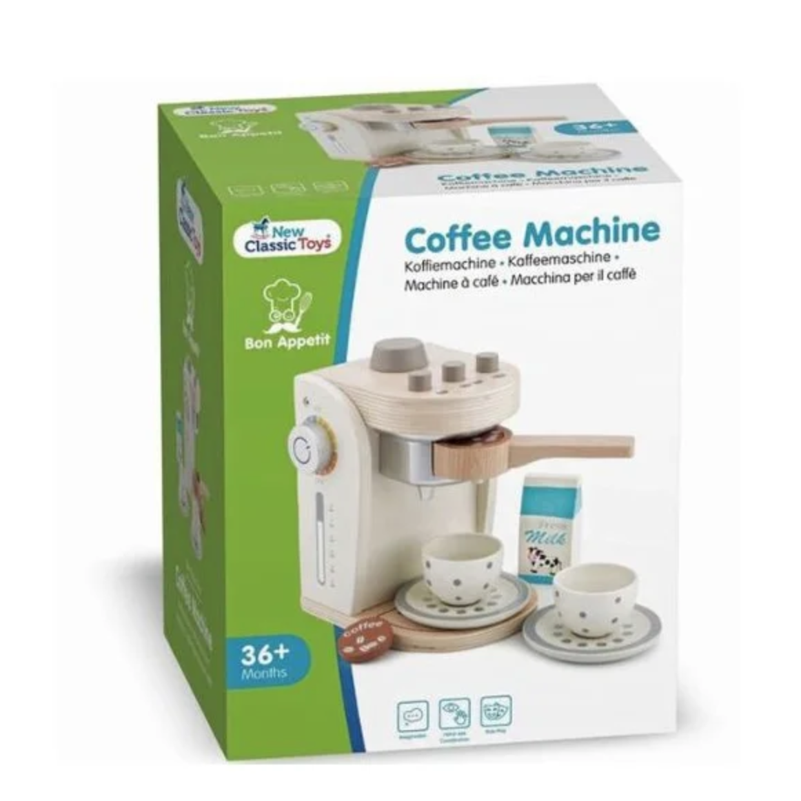 Kaffemaskine, creme/natur træ New Classic Toys