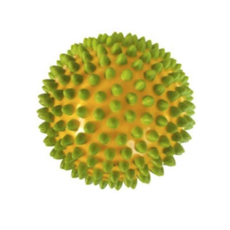 Senso-Dot Ball 10 cm - 1 stk - Edushape - Gul (grønne prikker)