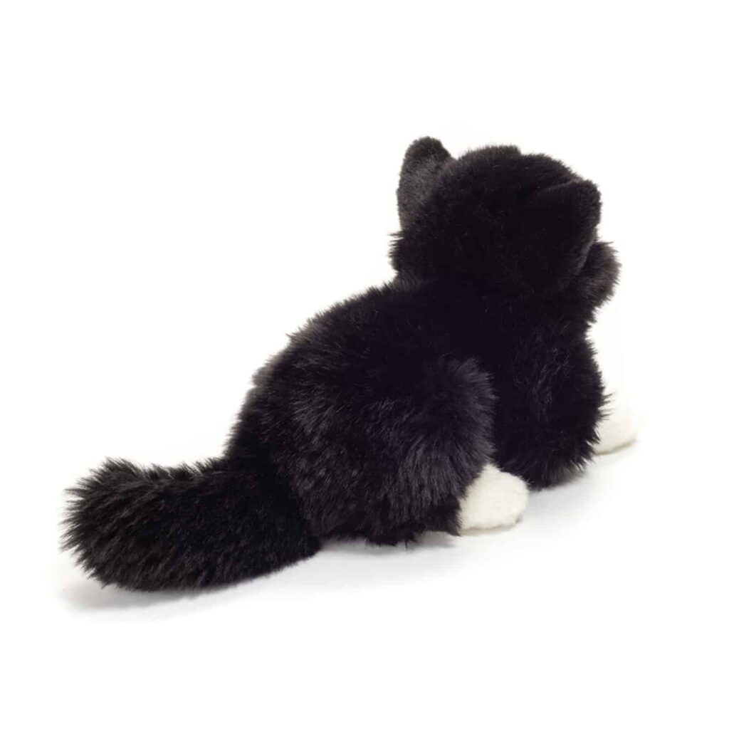 Teddy Hermann - Liggende kat sort-hvid 20 cm