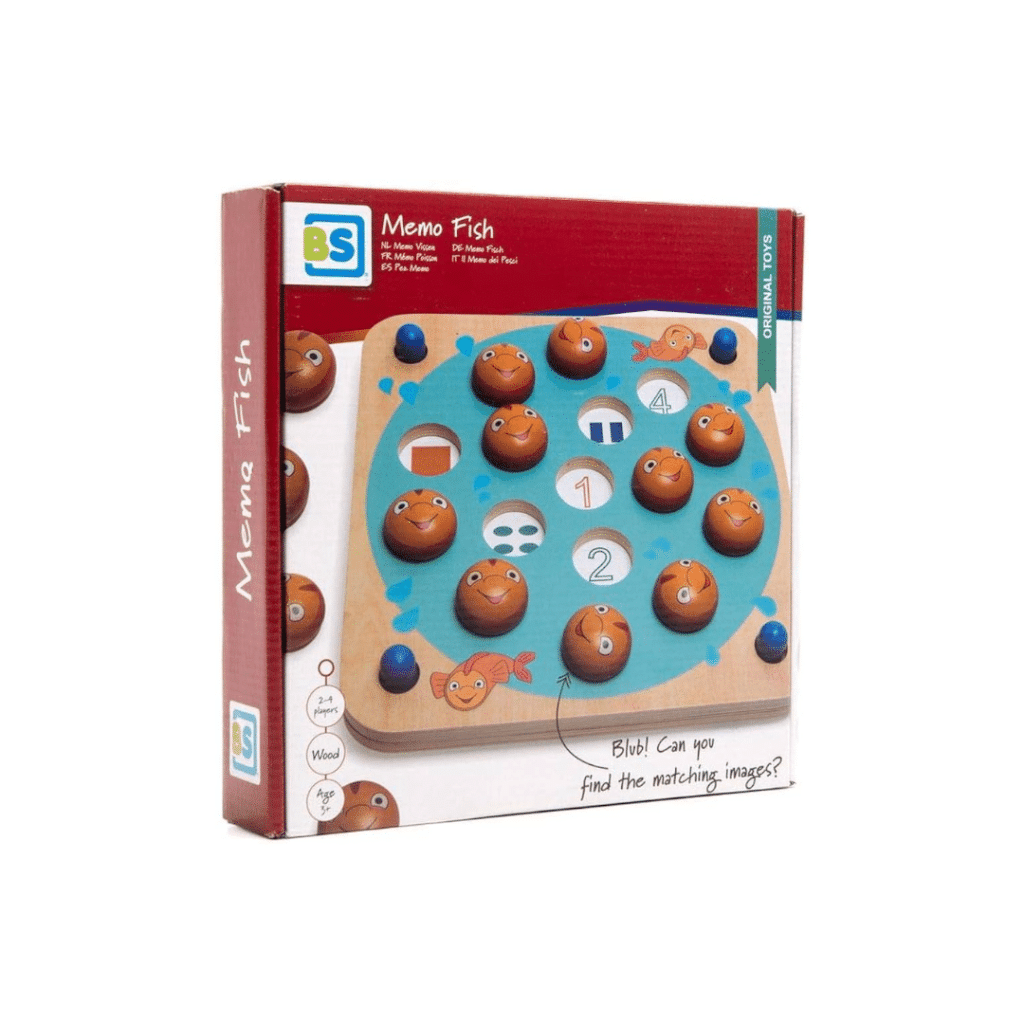 bs toys memo fish huskespil i træ
