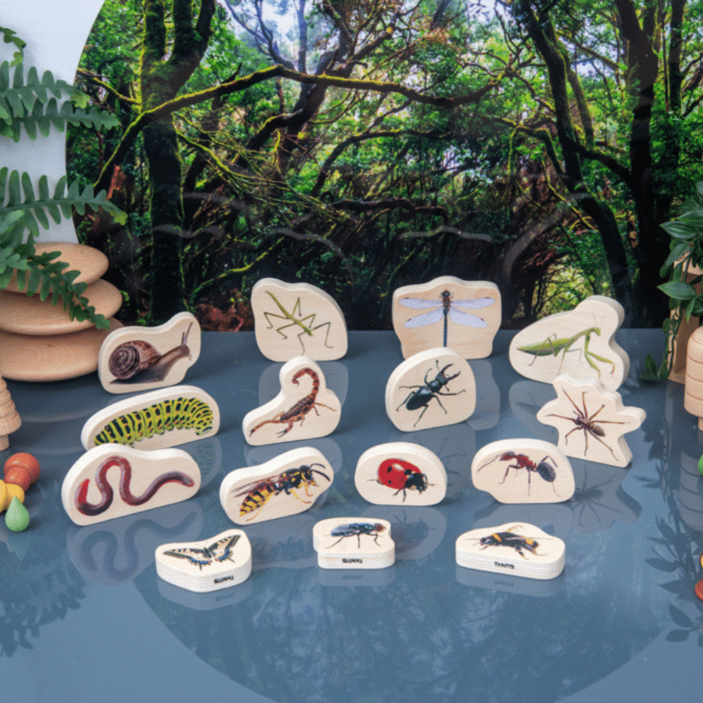 insektklodser wooden minibeast blocks 15 stk tickit