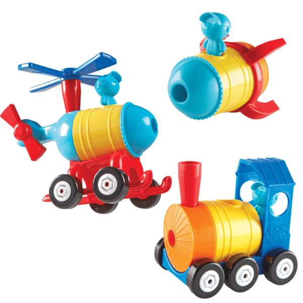 1-2-3 Build It! Rocket-Train-Helicopter - Byg-selv Fartøjer - Learning Resources LER2859