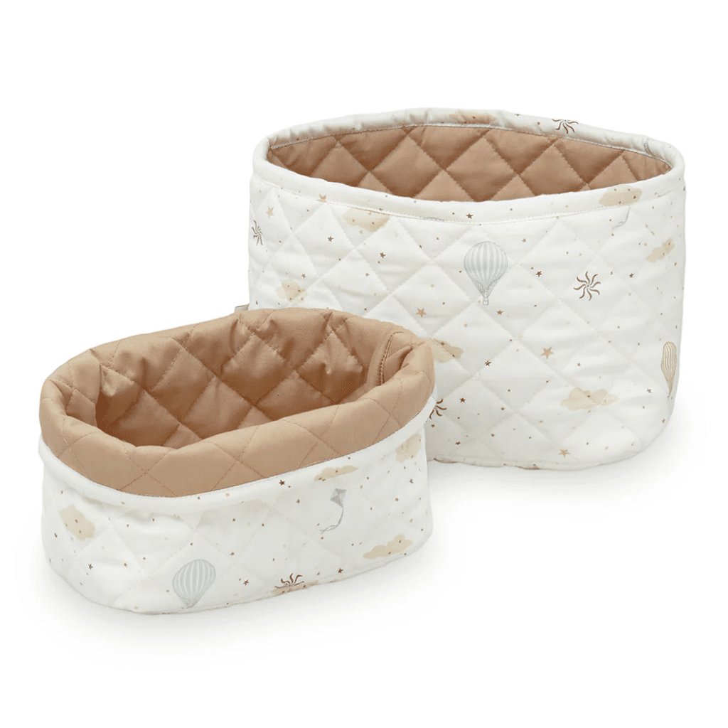 a pair of round baskets. Quiltet Opbevaringskurv, Sæt af 2 - OCS Dreamland Camel