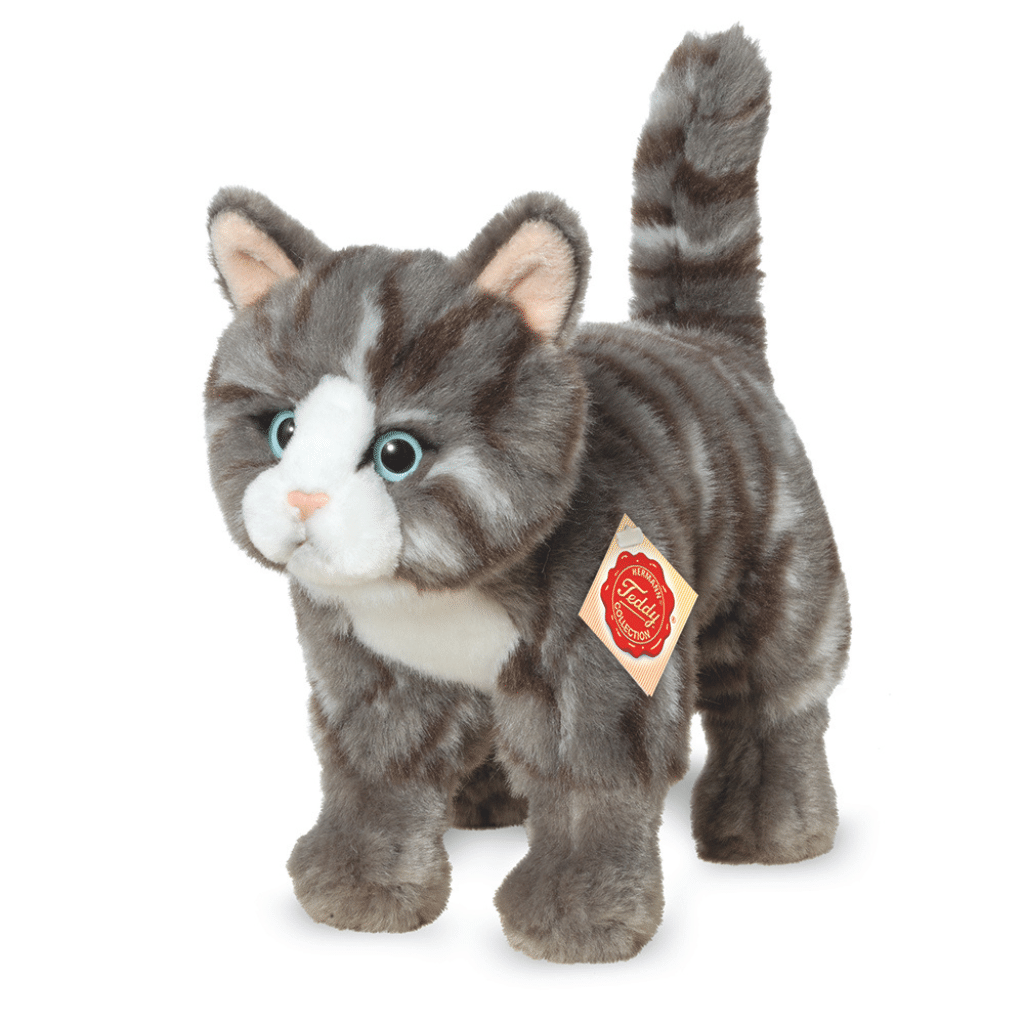 Teddy Hermann TH918226 Stående kat gråstribet 20 cm