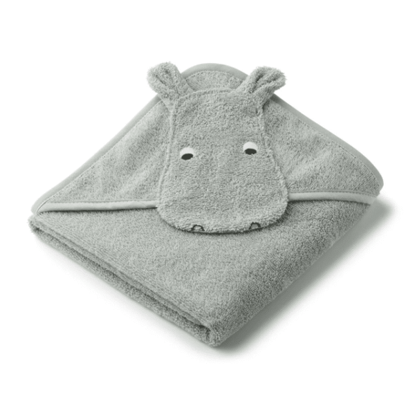 Liewood hooede towel, Hippo Down blue