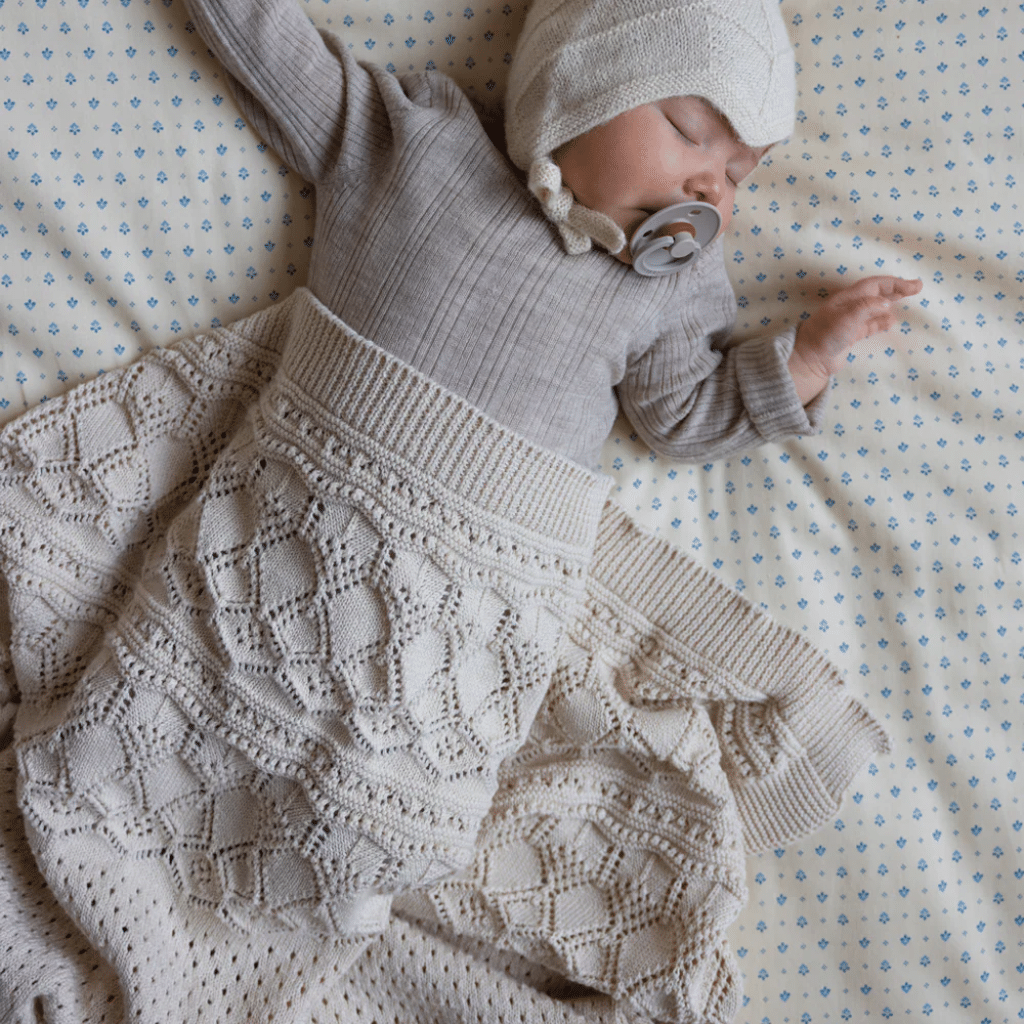 Cam Cam Pointelle Baby Striktæppe - GOTS - Off White