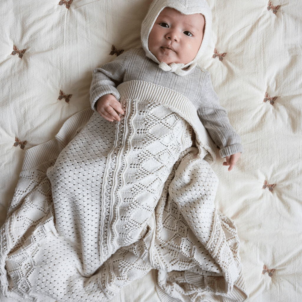 Cam Cam Pointelle Baby Striktæppe - GOTS - Off White