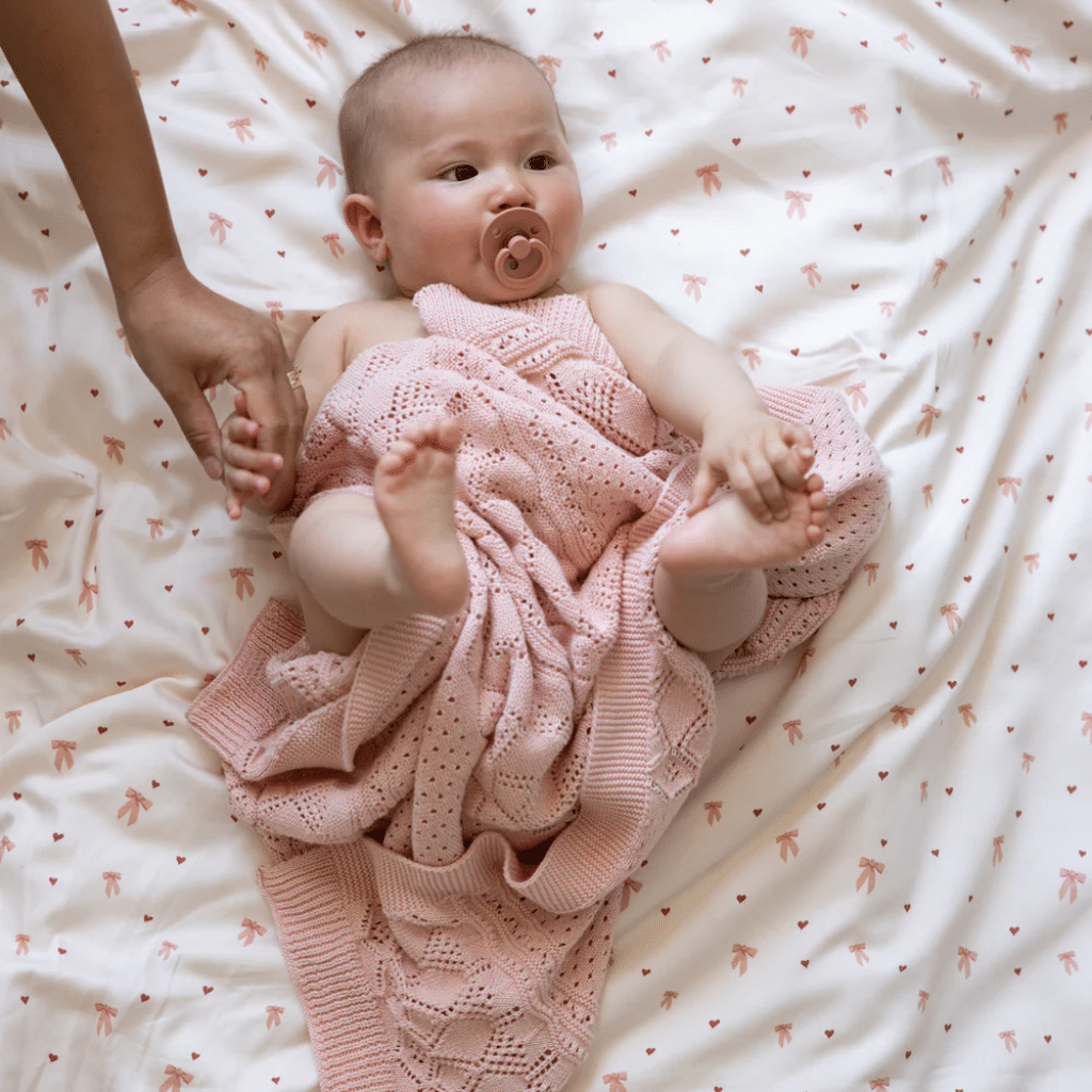 cam cam copenhagen Pointelle Baby Striktæppe - GOTS - Sorbet