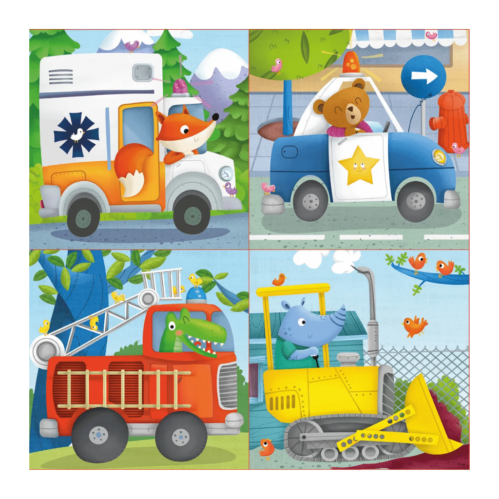 Educa 6-9-12-16 Rescue Patrol 4 Progressive Puzzles Item No. 80-17144 redningstjeneste puslespil