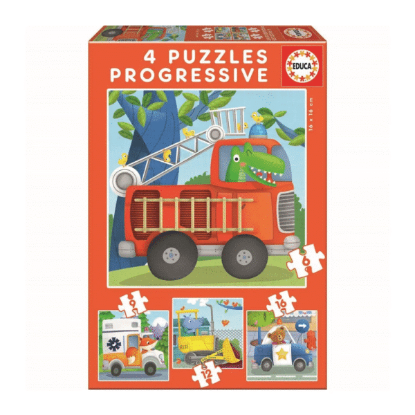 Educa 6-9-12-16 Rescue Patrol 4 Progressive Puzzles Item No. 80-17144 redningstjeneste puslespil