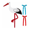 Fødselsstork i træ med rødt og blåt bånd 55 cm - Magni