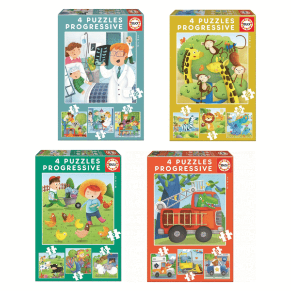 educa progressive puzzles 4 i 1 puslespil