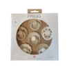 FRIGG 6-Pack Pacifiers - Round Silicone - Cinnamon Charm - Size 2 Article number: 101868 Barcode number: 5715239029405