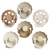 FRIGG 6-Pack Pacifiers - Round Silicone - Cinnamon Charm - Size 2 Article number: 101868 Barcode number: 5715239029405