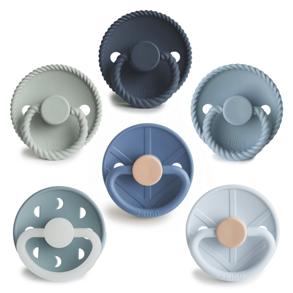 FRIGG 6-Pack Pacifiers - Round Silicone - Endless Sea - Size 2 Article number: 101872 Barcode number: 5715239029443