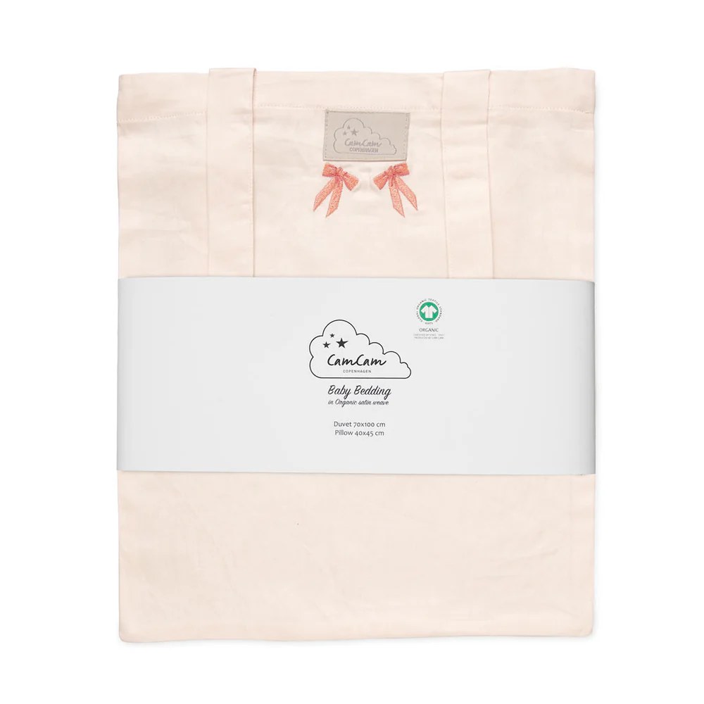 Broderet Sengetøj, Baby, 70x100cm - GOTS - Bows