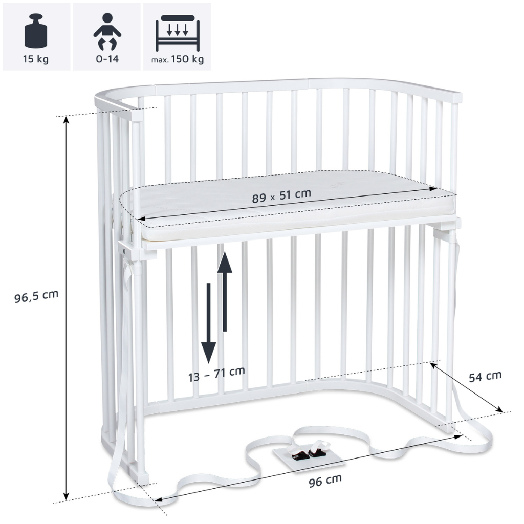 babybay Boxspring co-sleeper, white varnished 166102