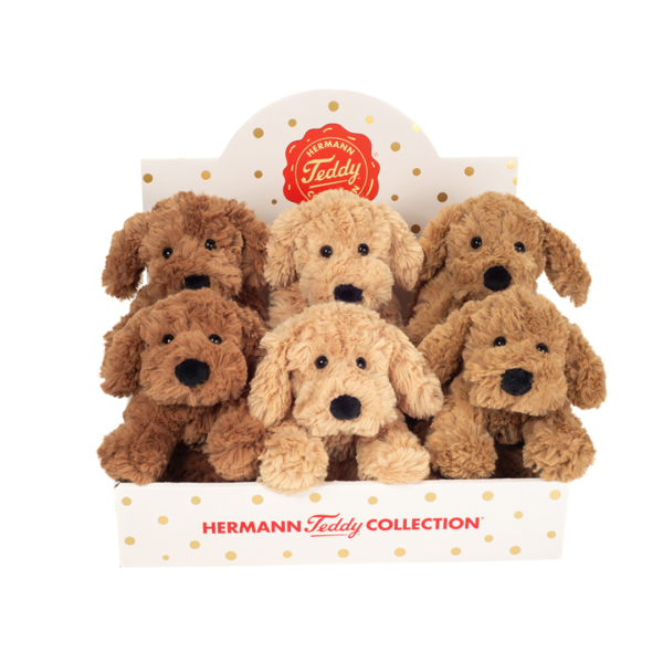 Teddy Hermann - Liggende hund 20 cm - 6 assorterede TH919858