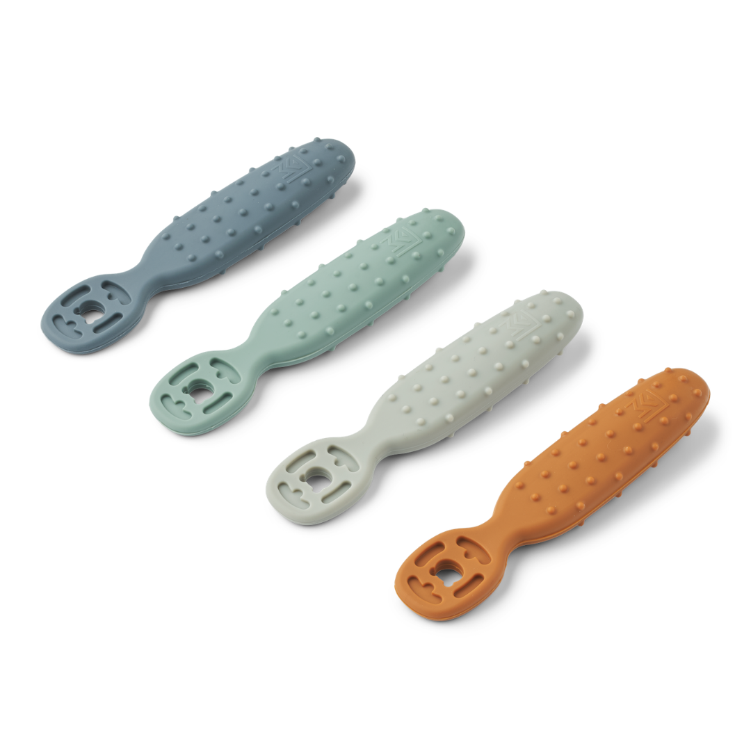 Liewood Caelia baby læringsskeer 4-pak - Whale blue multi mix
