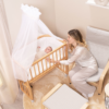 babybay myggenet og sengehimmel Piqué med sløjfe – hvid