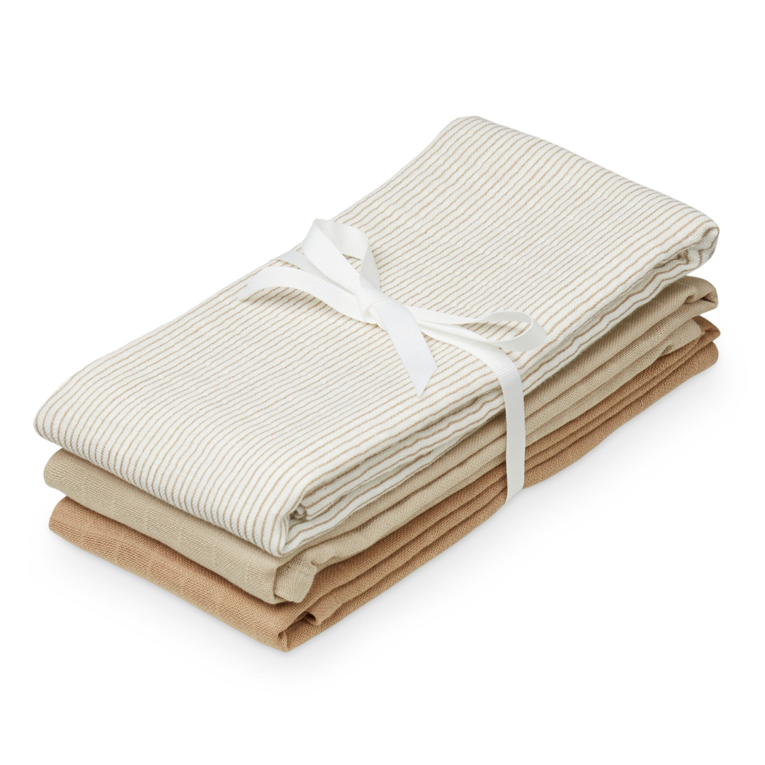 Cam Cam Copenhagen Stofbleer Mix 3-pak - Classic Stripes Camel/Latte