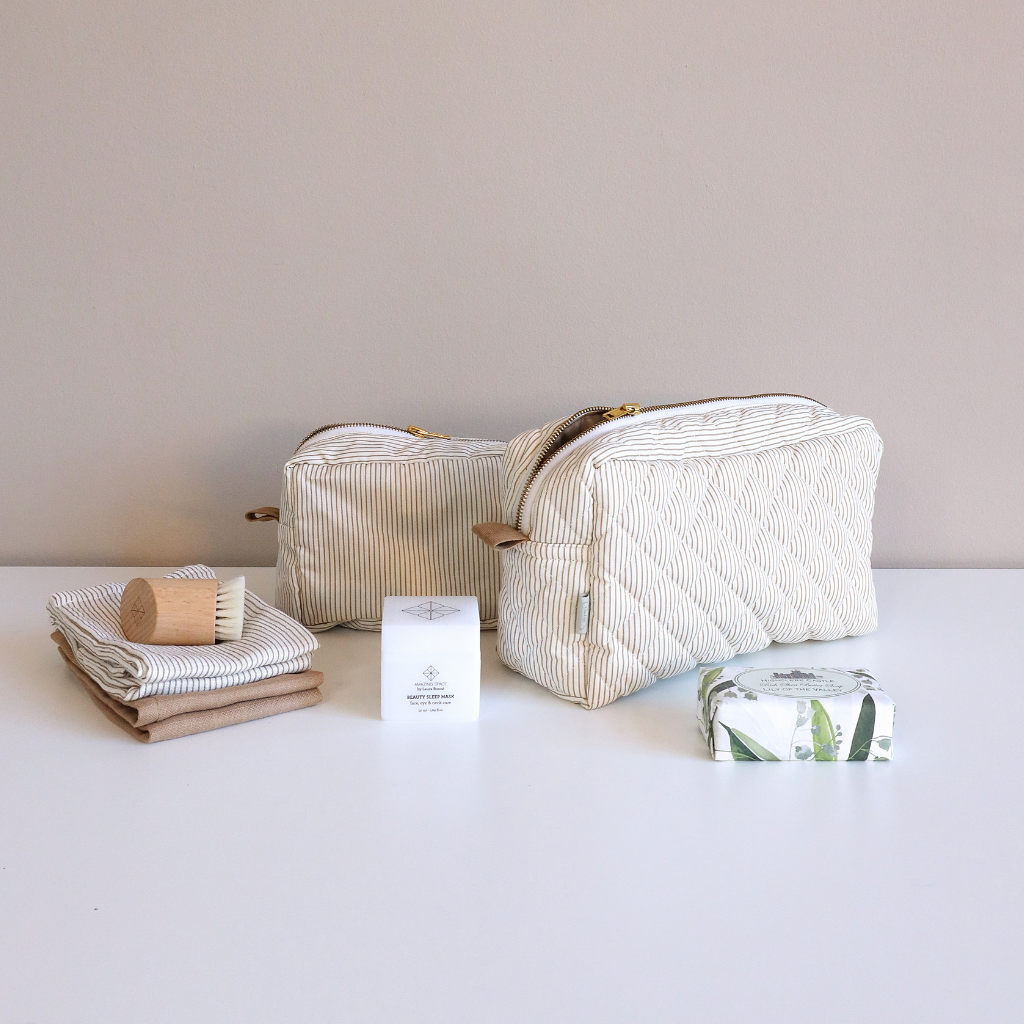 cam cam copenhagen toilettaske classic stripes camel