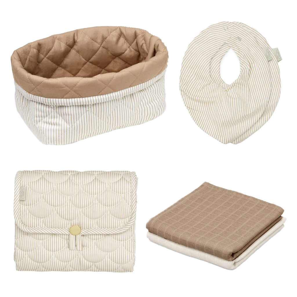 Cam Cam Copenhagen Babygavesæt classic stripes camel