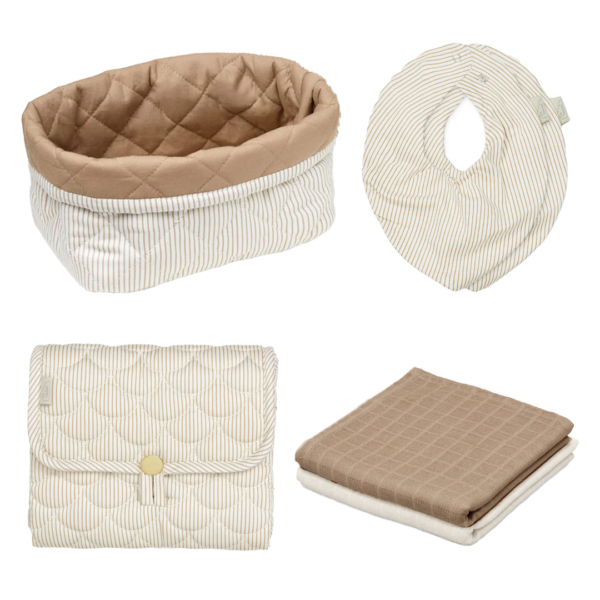 Cam Cam Copenhagen Babygavesæt classic stripes camel