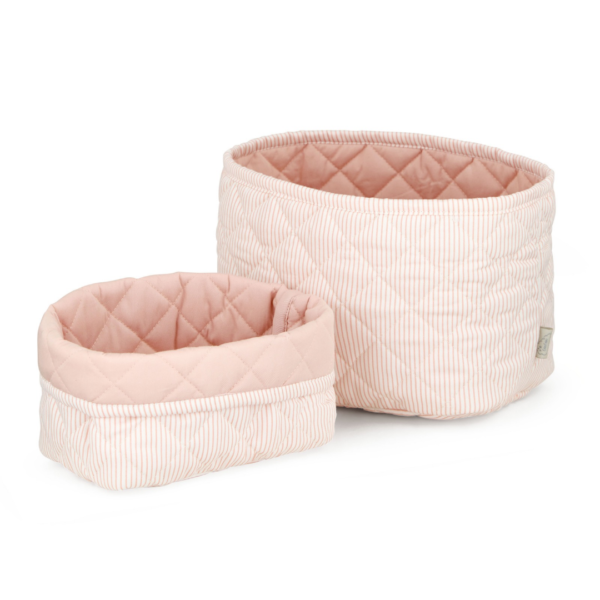 Cam Cam Copenhagen Quiltet Opbevaringskurv - 2 stk classic stripes rose