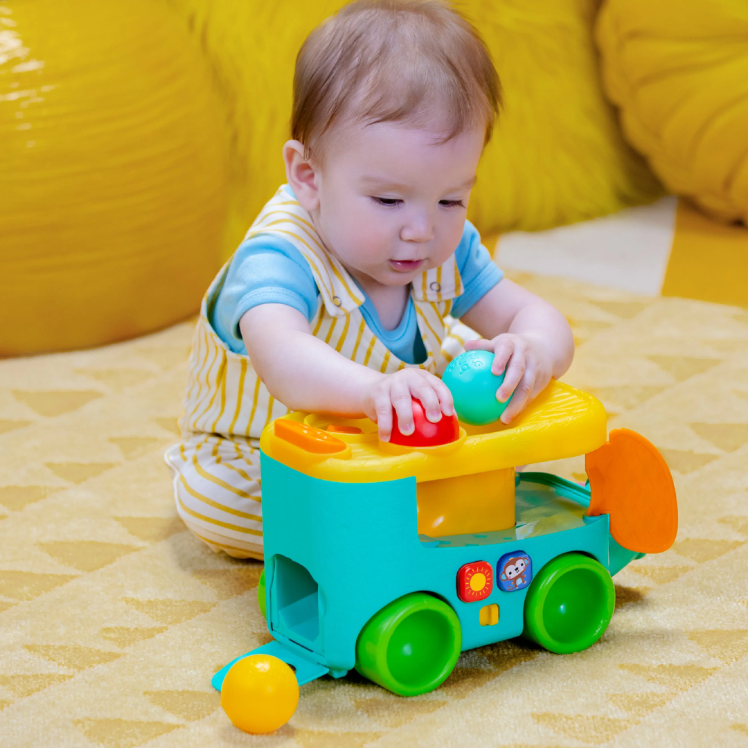 Pop and Roll Safari Bus Ball Play Toy bright starts safari bus