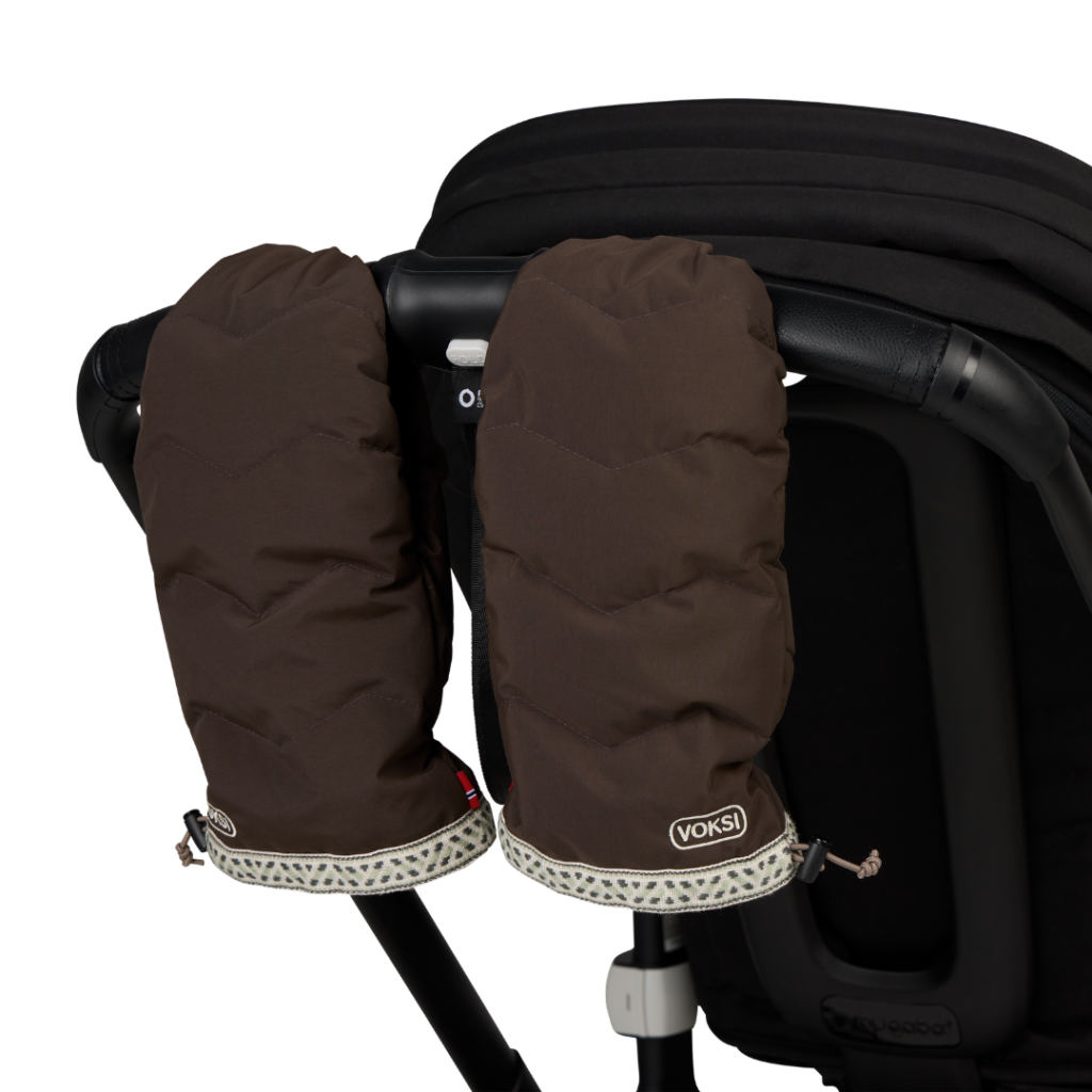 voksi stroller mittens barnevognshandsker chocolate snow edition