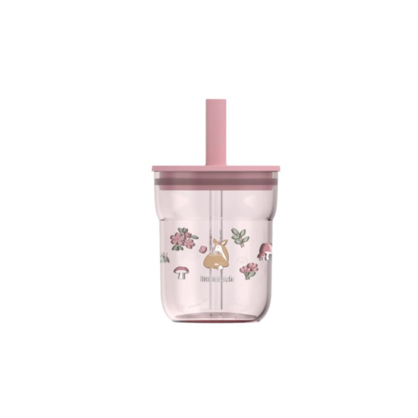Little Dutch - Børneglas 250 ml med sugerør - Fairy Garden