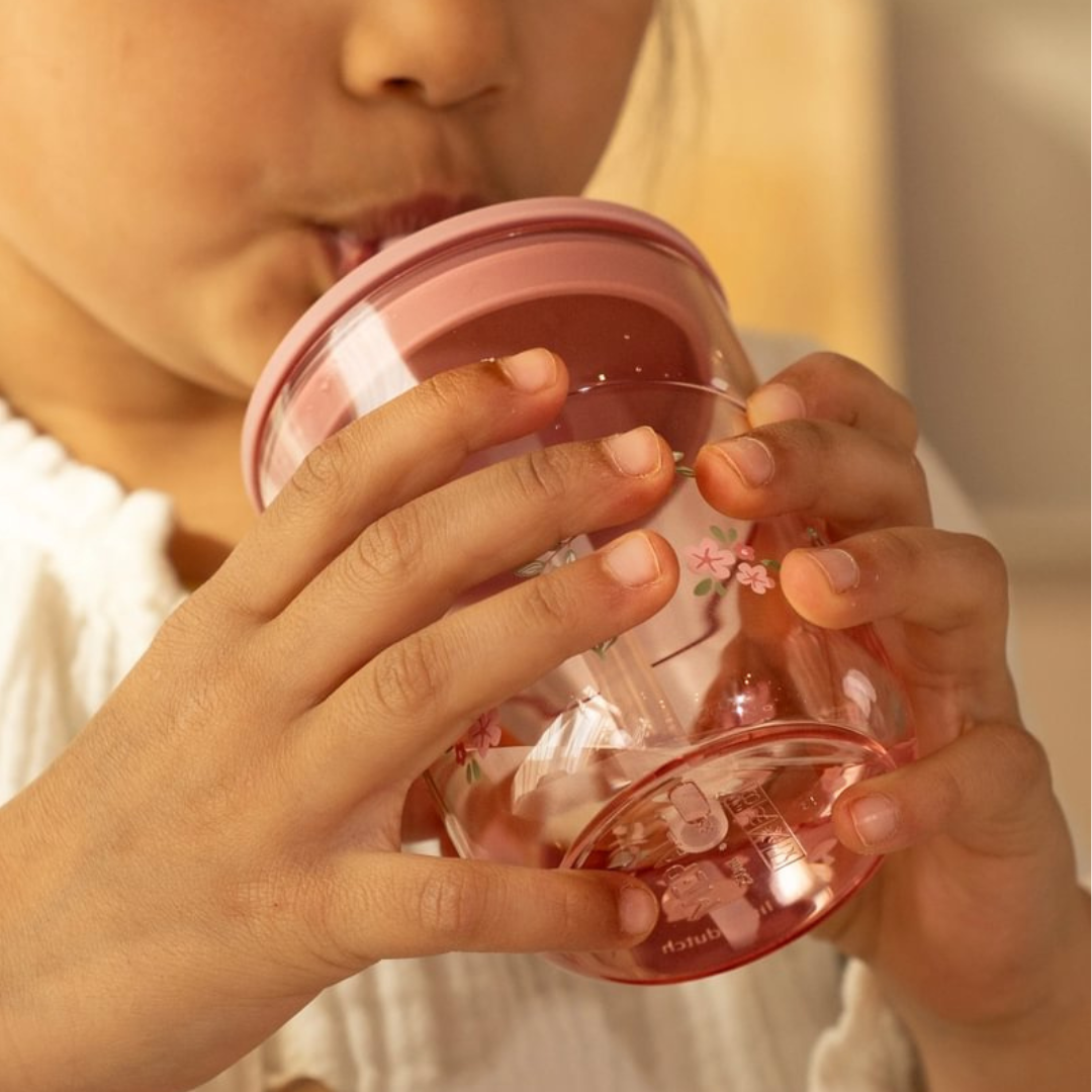 Little Dutch - Børneglas 250 ml med sugerør - Fairy Garden