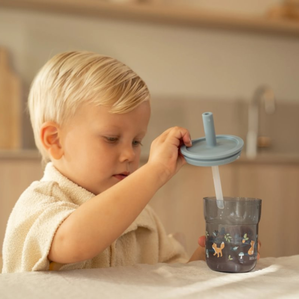 Little Dutch - Børneglas 250 ml med sugerør - Forest Friends
