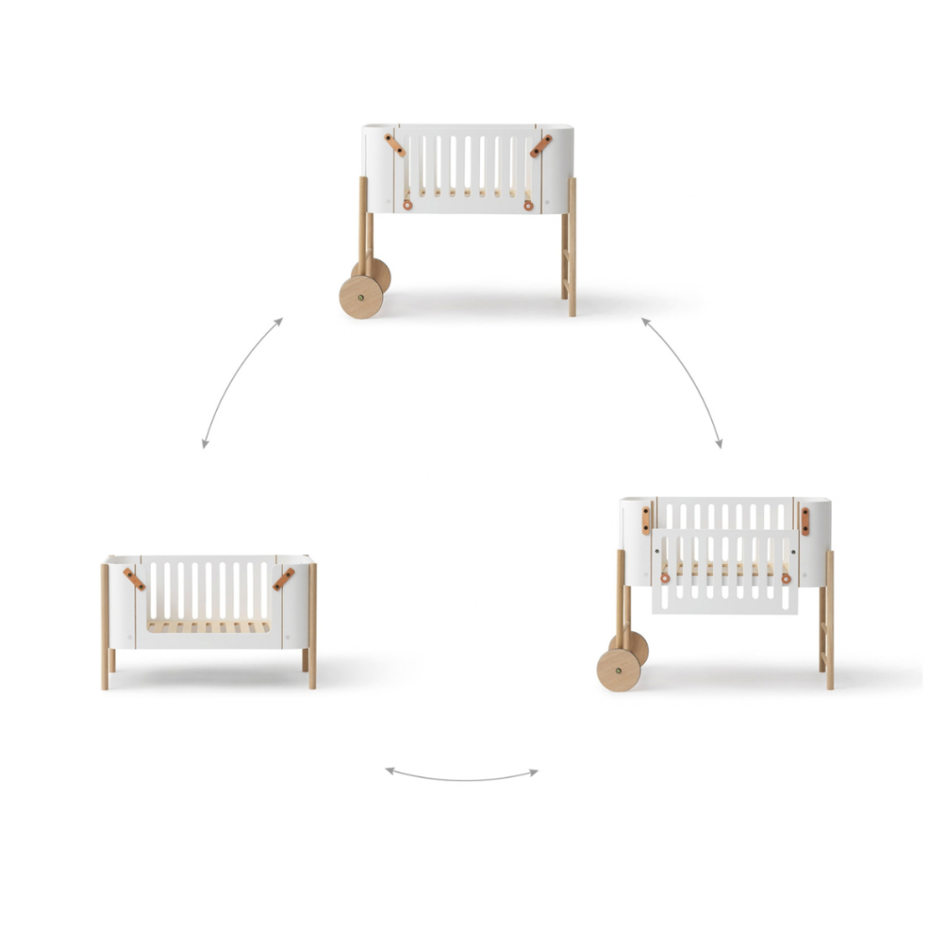 Oliver Furniture Wood Co-sleeper inkl. ombyg til bænk, hvid,eg
