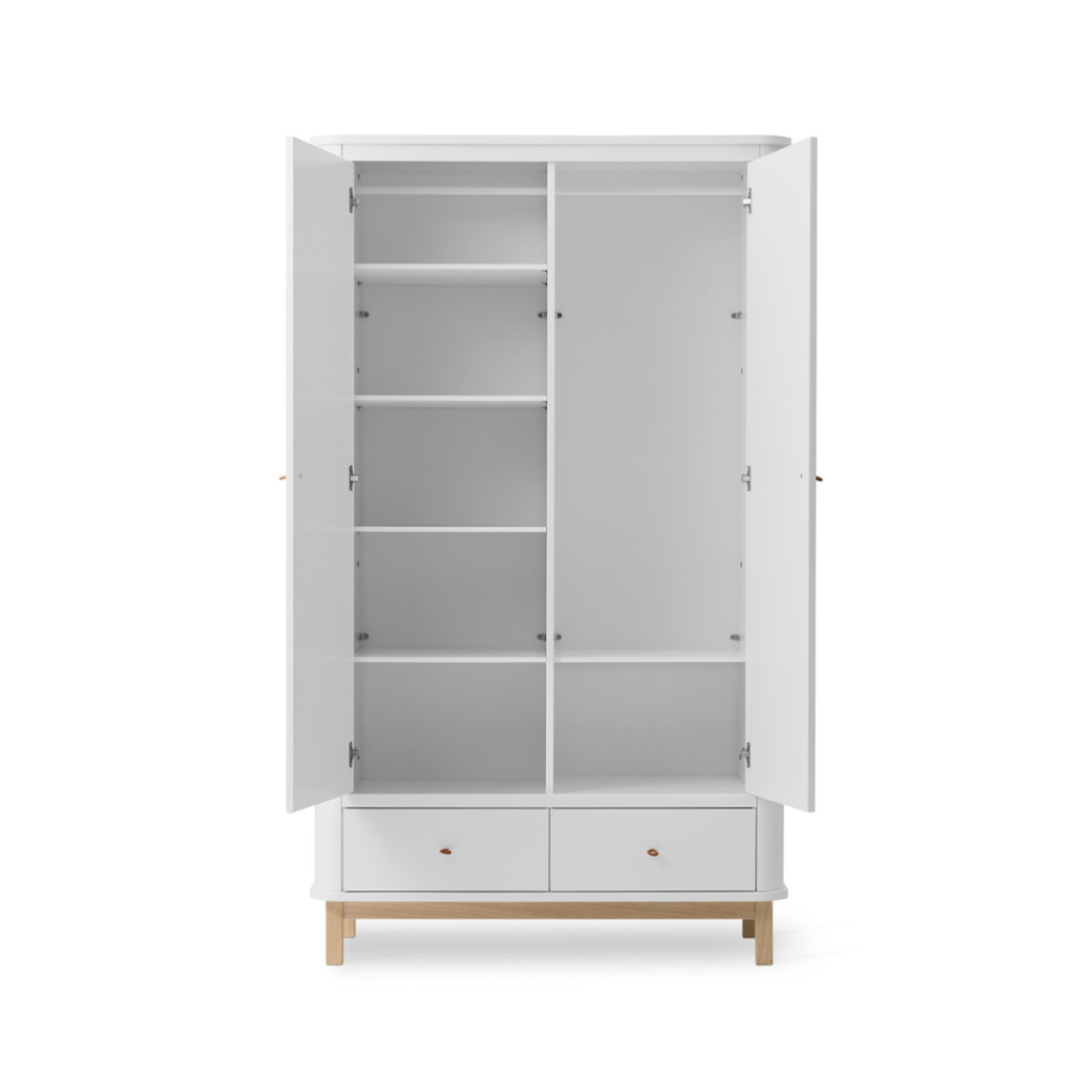 Oliver Furniture Wood klædeskab 2 døre hvid og eg
