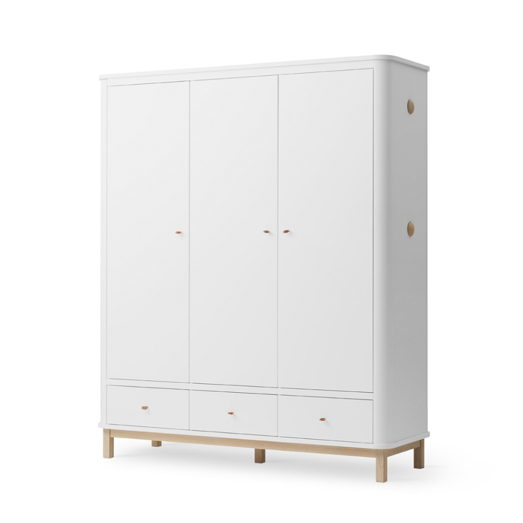 Oliver Furniture Wood klædeskab 3 døre eg hvid