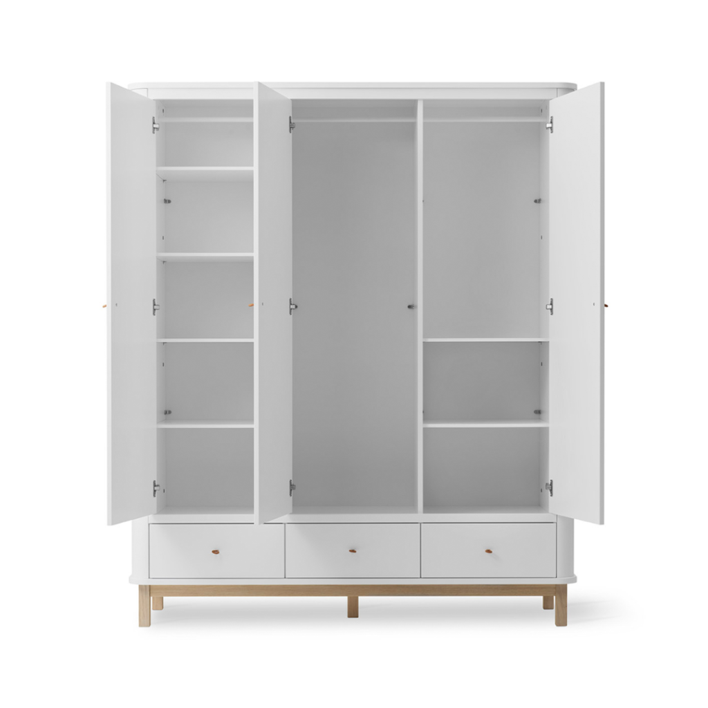 Oliver Furniture Wood klædeskab 3 døre eg hvid