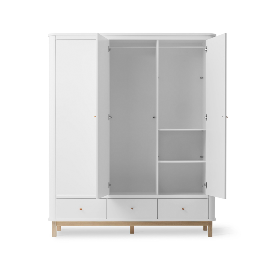 Oliver Furniture Wood klædeskab 3 døre eg hvid