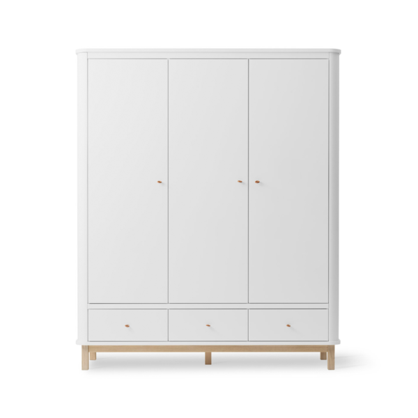 Oliver Furniture Wood klædeskab 3 døre eg hvid