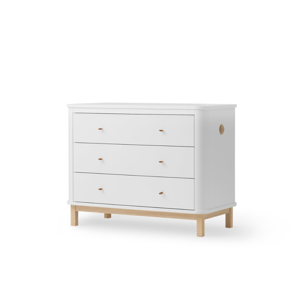 Oliver Furniture Wood kommode 3 skuffer hvid og eg